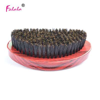 High Gloss PU Wood Paint Bristle Hair Beard Brush,360 Wave 100% Wooden Curve Boar Bristle Hair Beard Brush